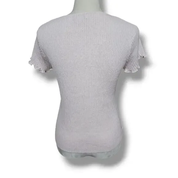 Fate Fitted Y2K Vibes Ribbed Pale Pink Top - Picture 3 of 5